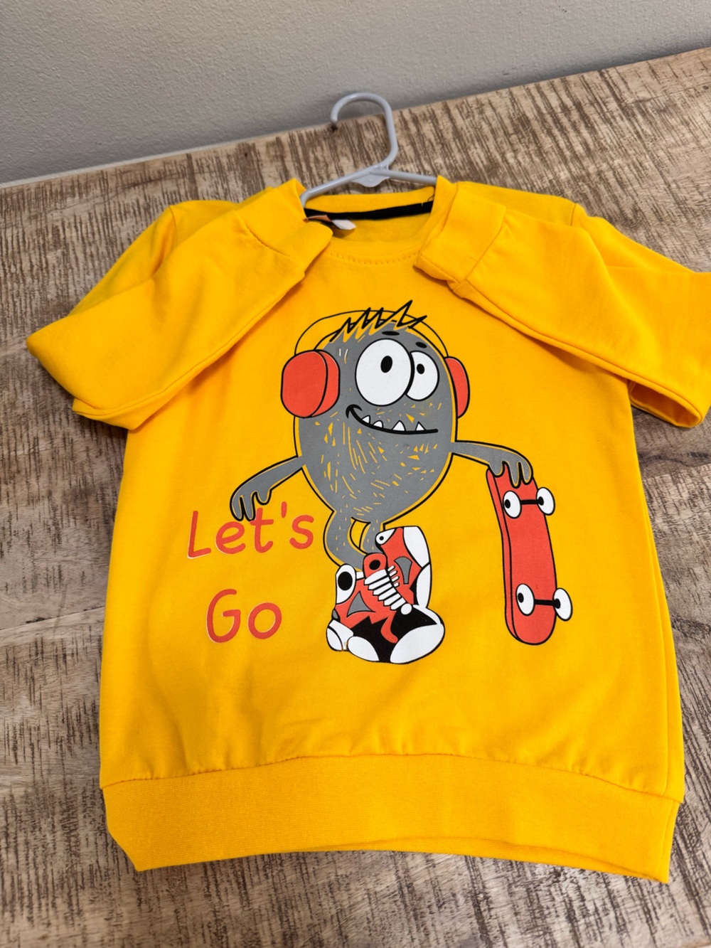 Yellow Kids Graphic Sweatshirt - Let's Go Skate Monster